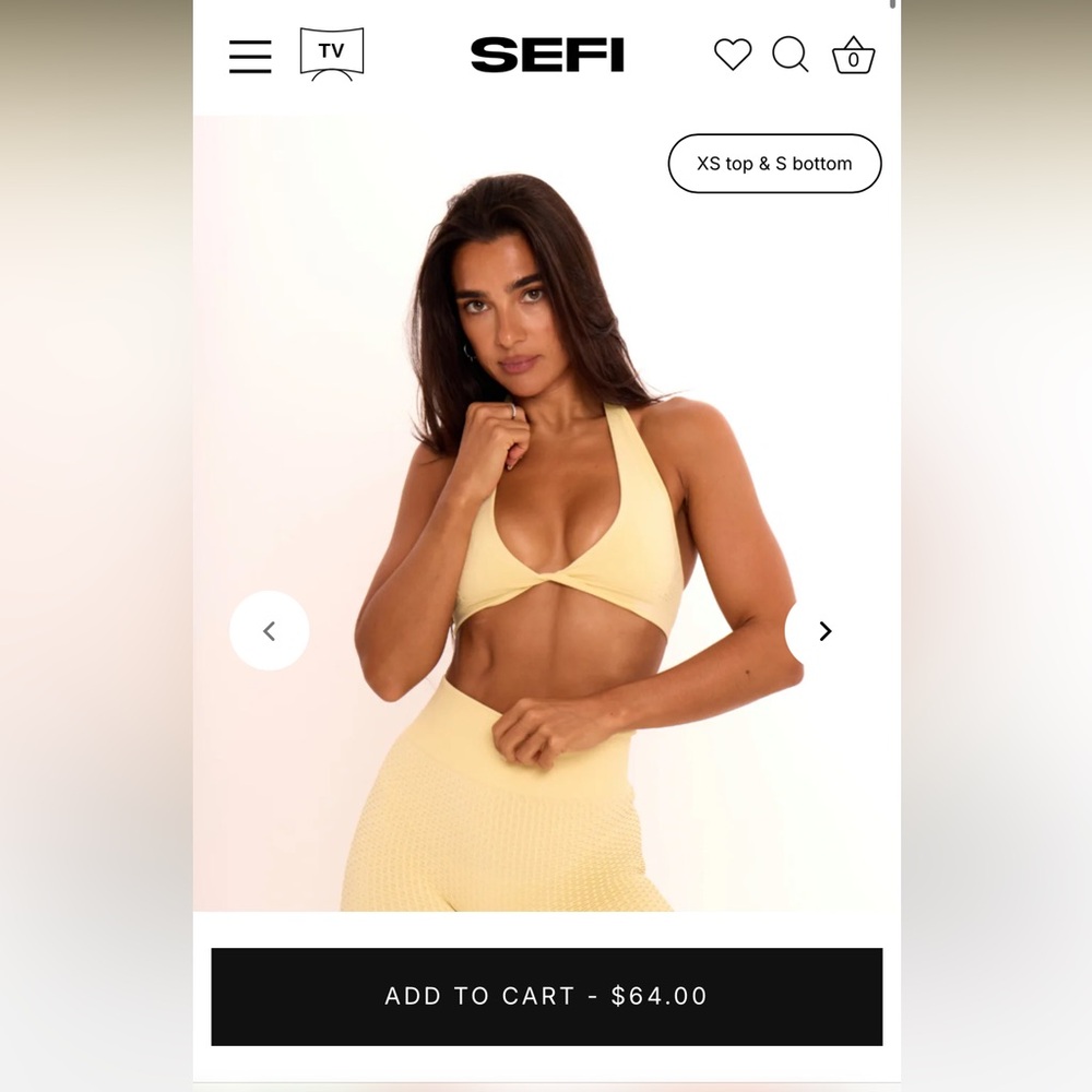 NWT SEFI Waffle Halter Bra - Lemon Drizzle XS